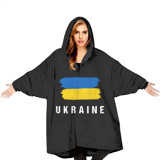 Painted Ukraine Flag Ukrainian Flag Fan Blanket Hoodies