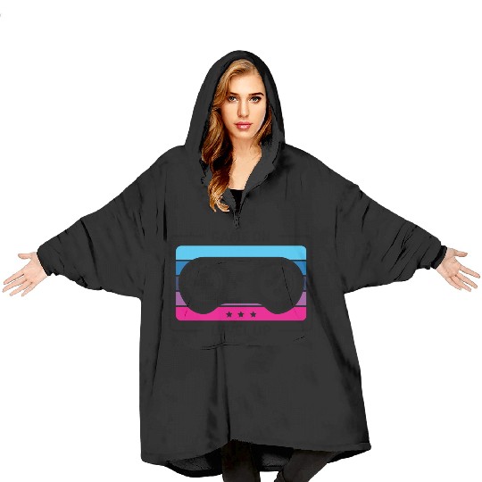 Game on level up illustration black Blanket Hoodies