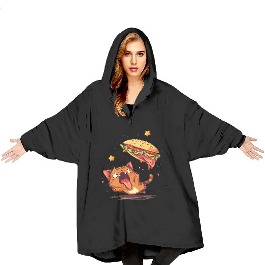 Cat and Taco A Perfectly Delicious Pair Blanket Hoodies