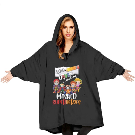 100 Days of Teaching Masked Superheroes Virtual Blanket Hoodies