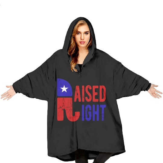 Raised Right Proud Republican Elephant Logo Usa Blanket Hoodies