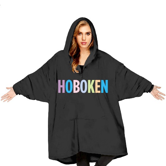 Hoboken New Jersey Colorful Type Blanket Hoodies
