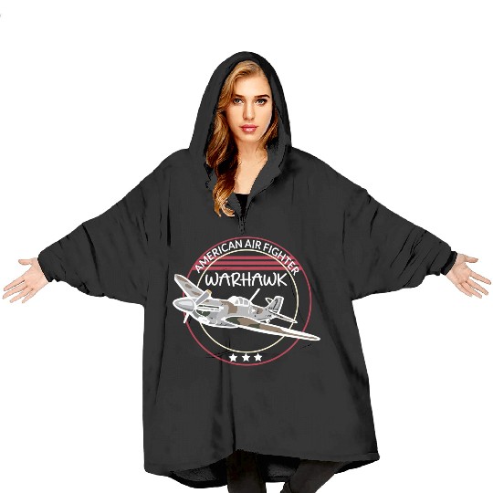 WW2 P-40 Warhawk Airplane Blanket Hoodies