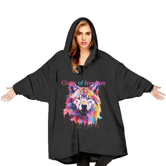Lone Wolf in Multicolor Blanket Hoodies