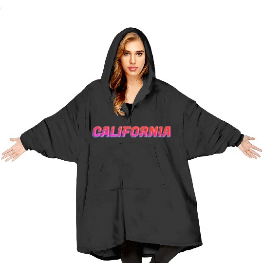 California Neon Text Sign Typography Outline Blanket Hoodies
