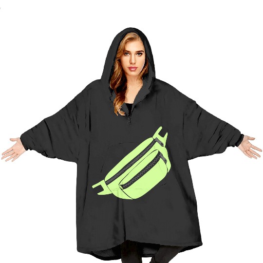 Lime Green Fanny Pack Illustration Blanket Hoodies