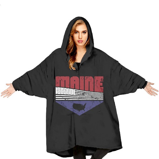 Retro Vintage Maine Usa Blanket Hoodies