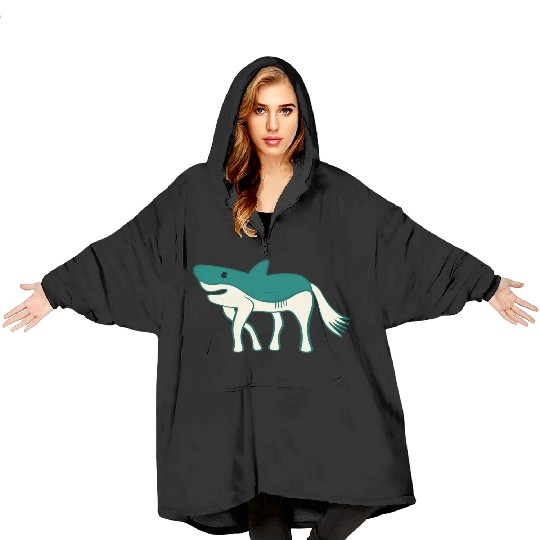 Horse Shark Weird Animal Hybrid Blanket Hoodies