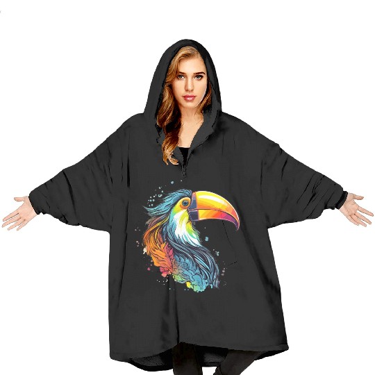 Rainbow Toucan, You Can! Blanket Hoodies