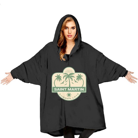 Saint Martin Caribbean Summer Love Blanket Hoodies