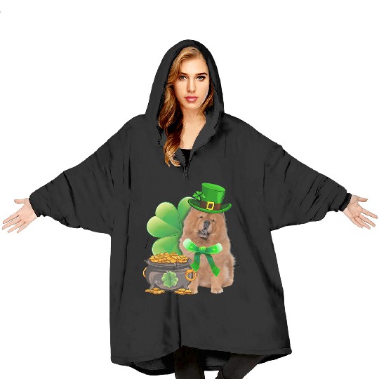 Chow Chow Dog Shamrock Irish Saint St Patrick Day Blanket Hoodies