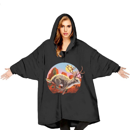 Jackalope Cryptid Rabbit Blanket Hoodies