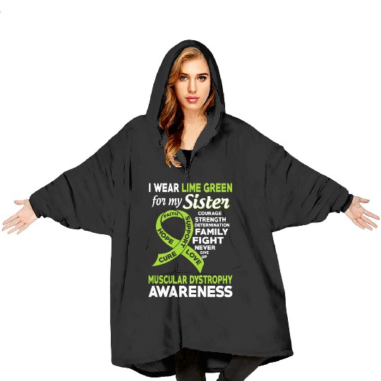 I Wear Lime Green For My Sister Muscular Dystrophy Blanket Hoodies