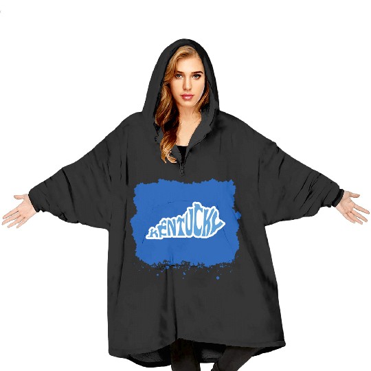 Kentucky Typography Sticker in State Shape Blanket Hoodies