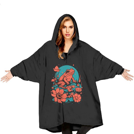 Goth Poison Frog Goblincore Fairycore Floral Frogs Blanket Hoodies