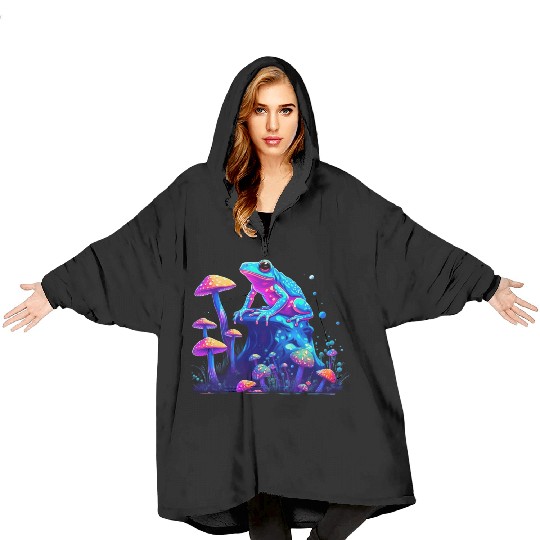 Aesthetic Frog Mushrooms Frogs for a Mushroom Blanket Hoodies