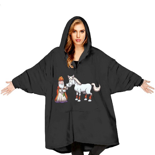 Saint Nicholas Feeding His Horse Blanket Hoodies