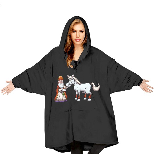 Saint Nicholas Feeding His Horse Blanket Hoodies
