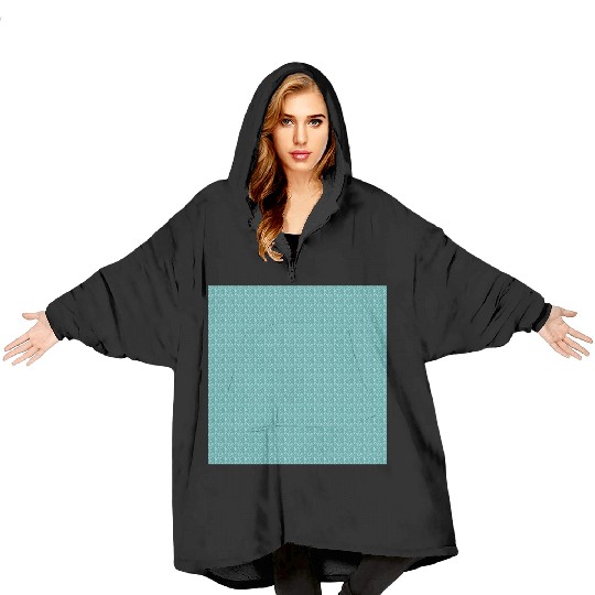 Teal White Dots Pattern Blanket Hoodies