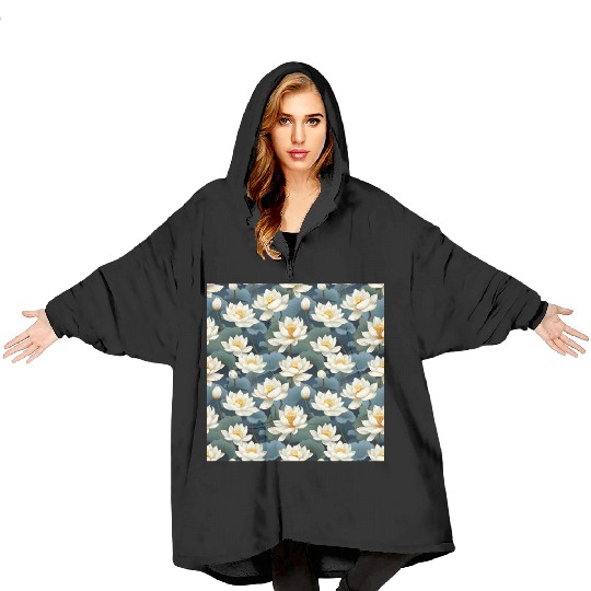 Serenity Blooms: Timeless Lotus Pattern Blanket Hoodies