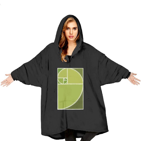 Olive Green Fibonacci Spiral Blanket Hoodies