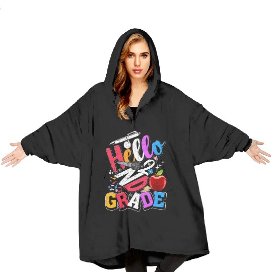 Hello second grade 2nd back school teacher Kids Blanket Hoodies