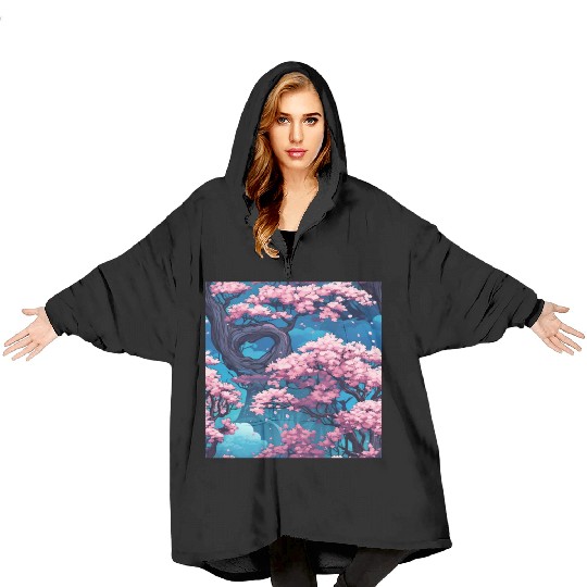Anime Euphoria: Fantasy Cherry Blossom Dreamscape Blanket Hoodies