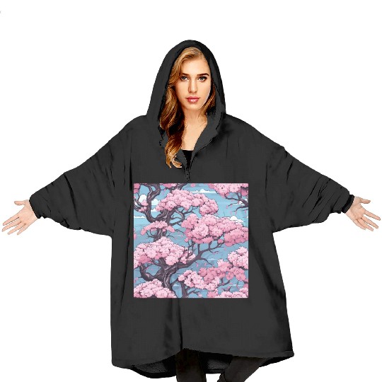 Anime Euphoria: Fantasy Cherry Blossom Dreamscape Blanket Hoodies