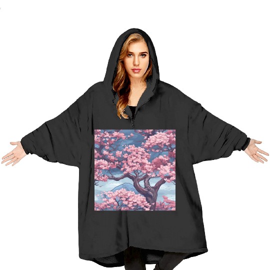 Anime Euphoria: Fantasy Cherry Blossom Dreamscape Blanket Hoodies