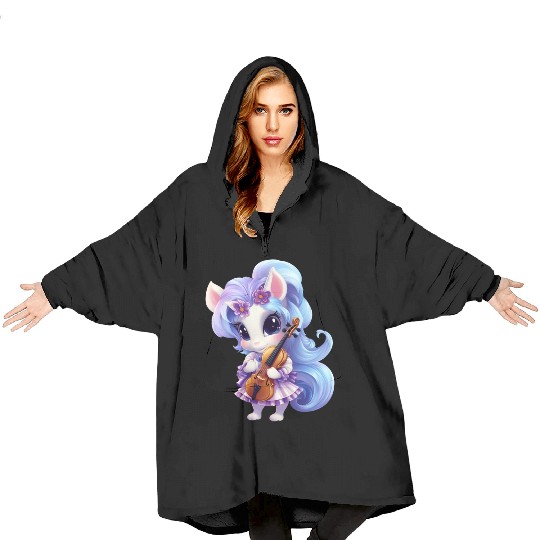 Unicorn with Floral Dress and Violin – Imaginative Blanket Hoodies