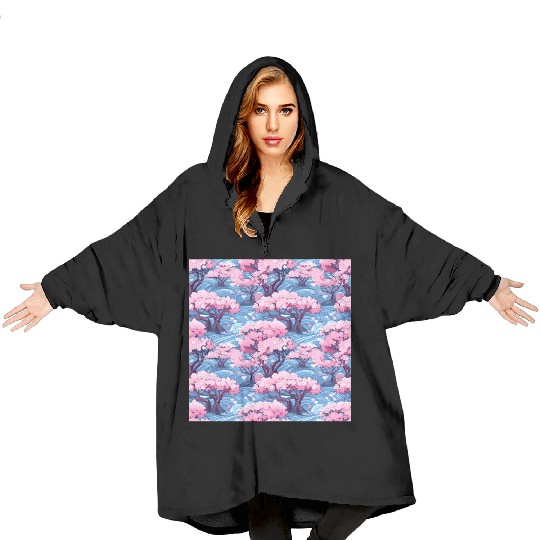 Anime Euphoria: Fantasy Cherry Blossom Dreamscape Blanket Hoodies