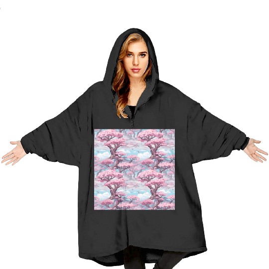 Anime Euphoria: Fantasy Cherry Blossom Dreamscape Blanket Hoodies
