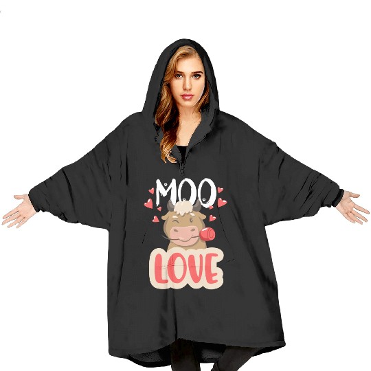 Moo Love Romantic Valentines Day Cow Funny My Love Blanket Hoodies