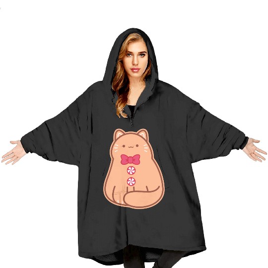 Gingerbread Cat Blanket Hoodies