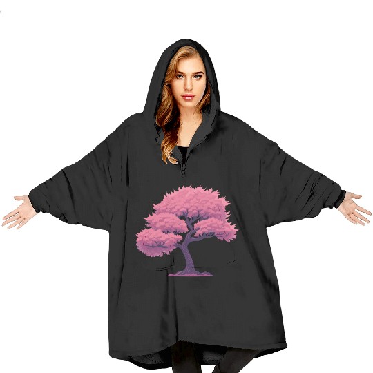Blooming Sakura tree Blanket Hoodies