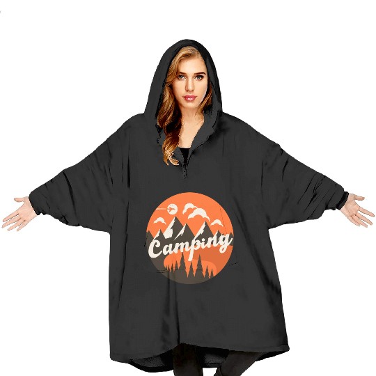 Happy Camper Camping Blanket Hoodies