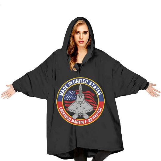F 22 Raptor Made in USA Blanket Hoodies