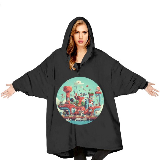 Pixelated Memories: Relive Retro Gaming Magic Blanket Hoodies
