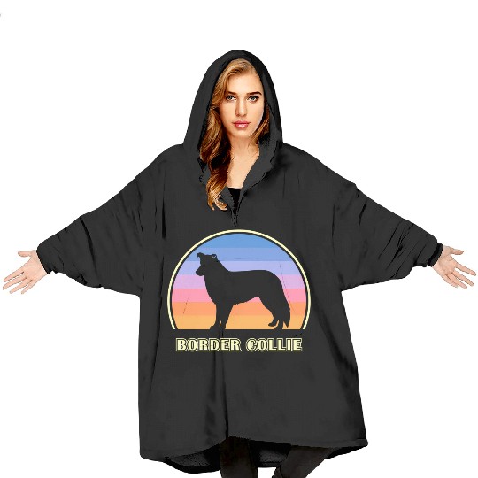 Border Collie Sunset Dog Blanket Hoodies