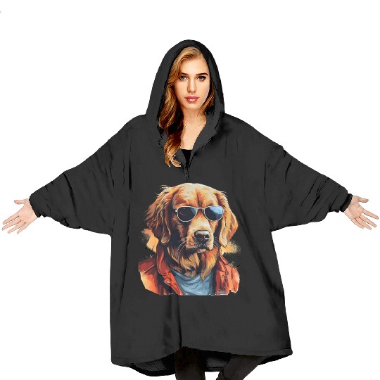 Golden Retriever in the Streets | Dog Lovers Blanket Hoodies