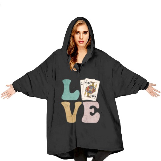 Blackjack Gambling Cards Blanket Hoodies