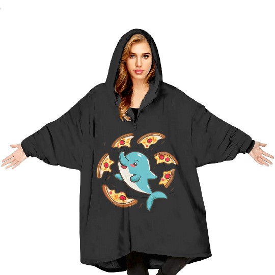 Pizza dolphin Blanket Hoodies