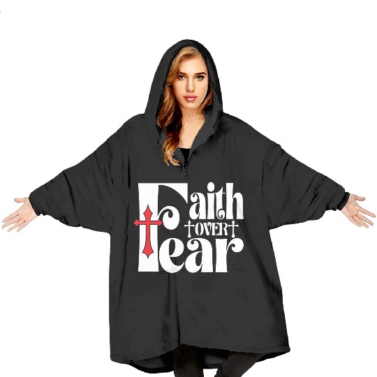 Faith Over Fear Love Jesus Christian Christmas Blanket Hoodies