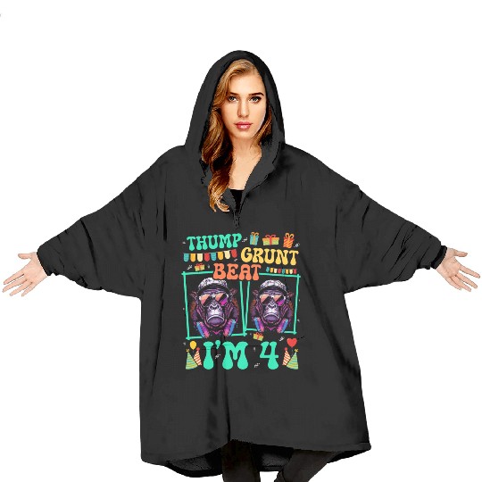 Thump Grunt Beat I'm 4 Gorilla Lover Kid 4th Blanket Hoodies