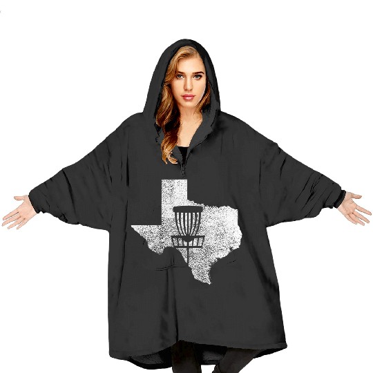 Texas Disc Golf State with Basket Distressed Graph Blanket Hoodies