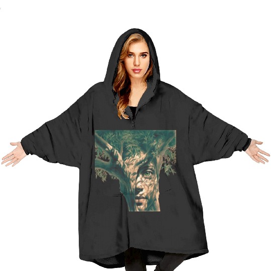 Olive tree and face Blanket Hoodies