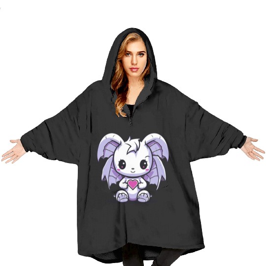 "Kawaii Love Dragon" by ART1SAN Blanket Hoodies
