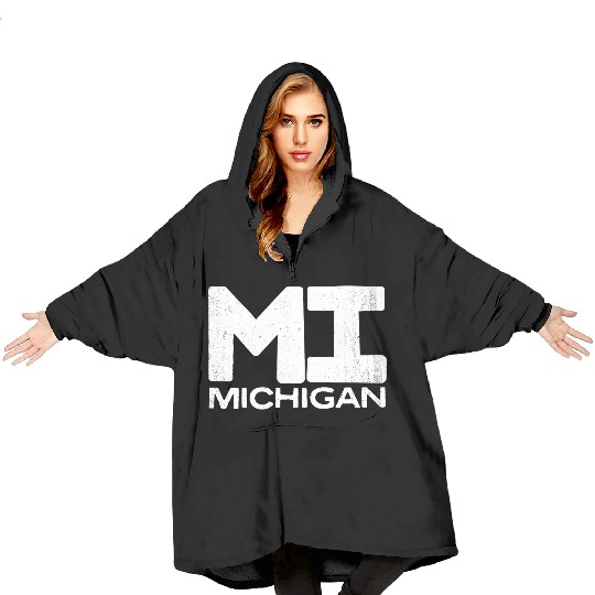 Mi Michigan State Vintage Typography Blanket Hoodies