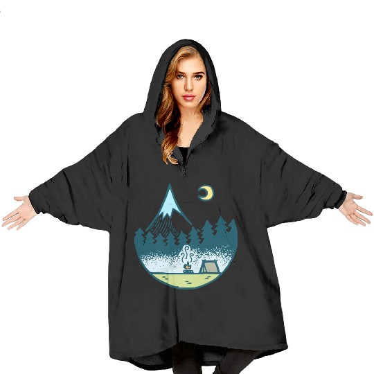 Keep It Simple (Camping At Night) Blanket Hoodies