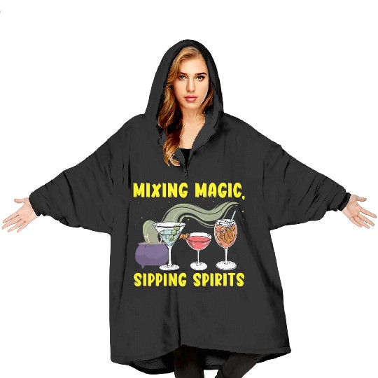 Mixing Magic Sipping Spirits Bartender Halloween Blanket Hoodies